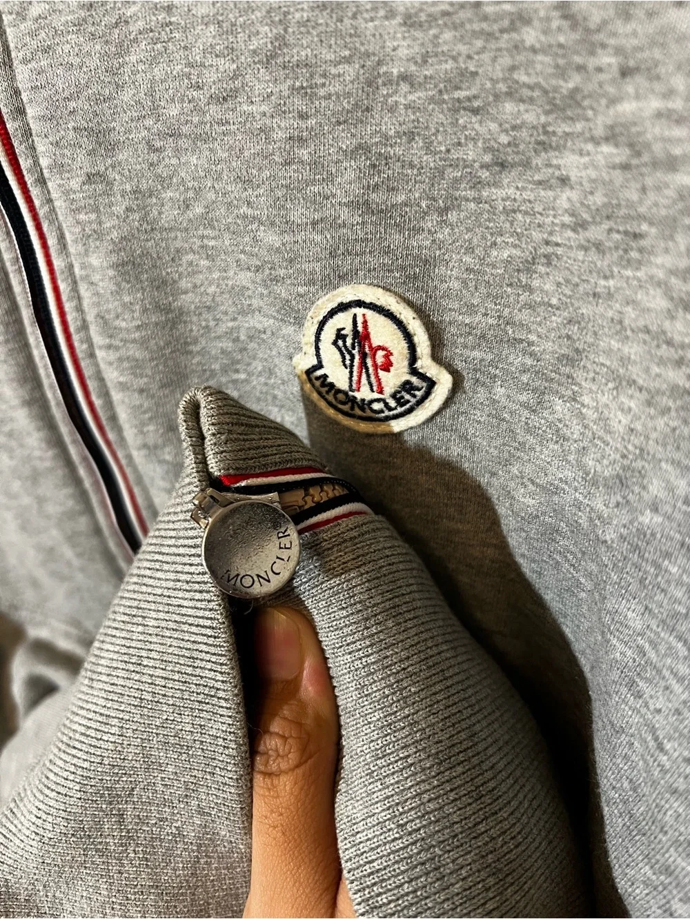 Moncler Men’s Light Gray Zip-Up Sweater Jacket